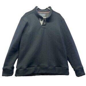 MAXXSEL Sweater Mens M Heavy Duty Fleece Lined 1/4 Snap Gray Pullover Outdoors